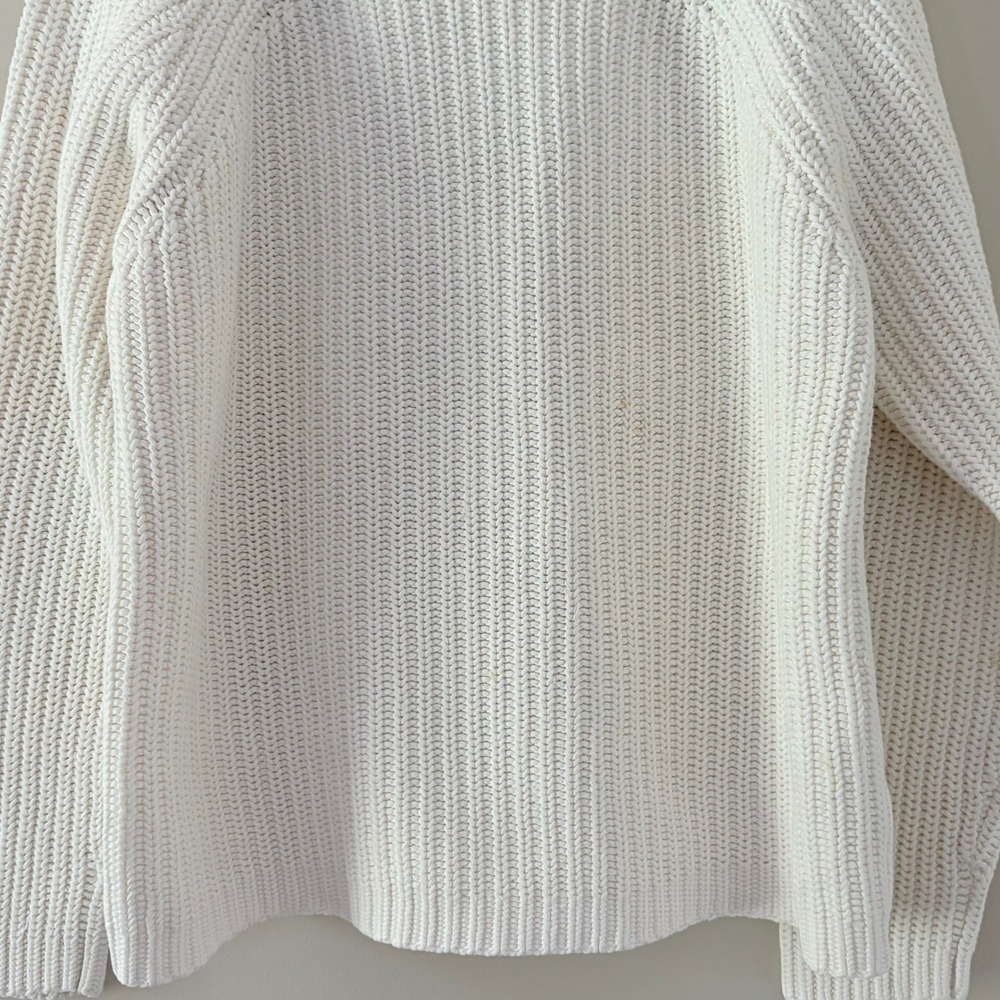 J. Crew Sweater Crew Neck Large Ivory Shaker Stitch Cotton Chunky Knit Raglan - Picture 10 of 12